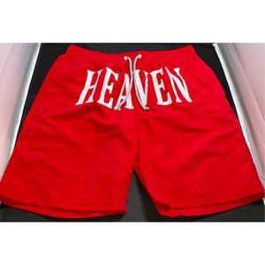 Fashion Beach Pants Men Loose Large Size Cotton Letters Printed Blue Five-Point